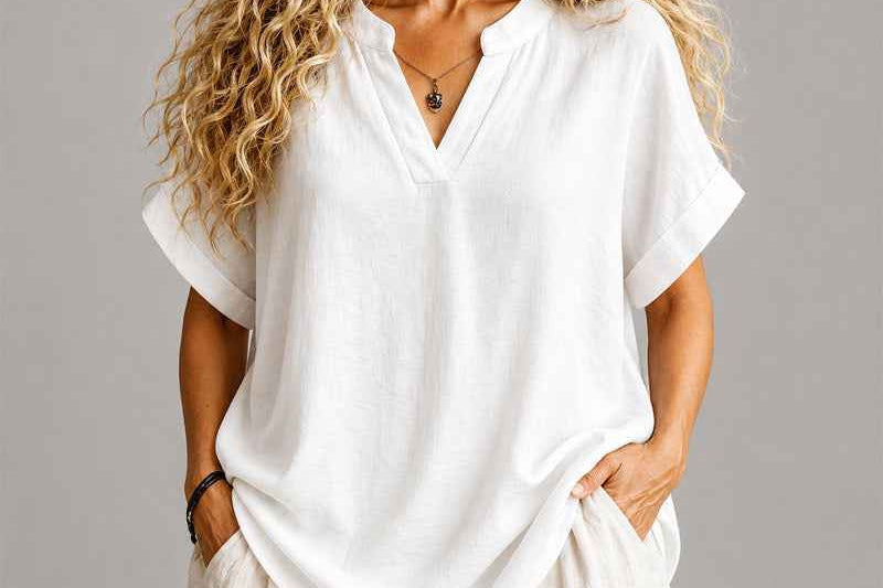 Blouse | Relaxed V-Neck Lightweight Pullover Stylish Top 1