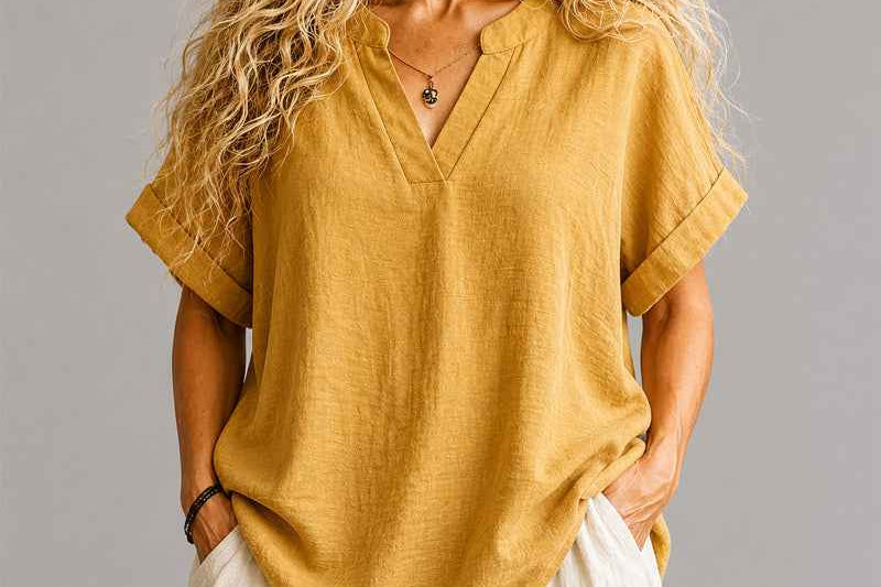 Blouse | Relaxed V-Neck Lightweight Pullover Stylish Top 3