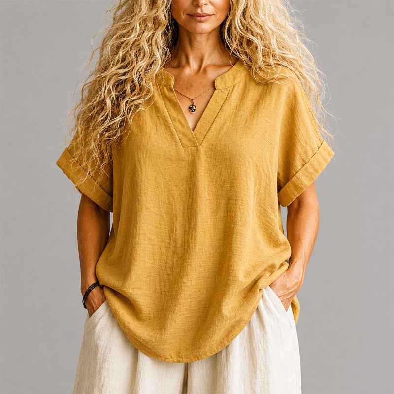Blouse | Relaxed V-Neck Lightweight Pullover Stylish Top 3