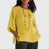 Blouse | Round Neck 3/4 Sleeve | Relaxed Comfortable Style | Versatile Chic Top 0