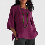 Blouse | Round Neck 3/4 Sleeve | Relaxed Comfortable Style | Versatile Chic Top 3