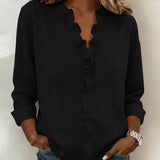 Blouse | Ruffle V-Neck Long Sleeve Top | Elegant Comfortable Spring Style 2