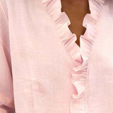 Blouse | Ruffle V-Neck Long Sleeve Top | Elegant Comfortable Spring Style 3