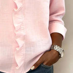 Blouse | Ruffle V-Neck Long Sleeve Top | Elegant Comfortable Spring Style 4