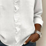 Blouse | Ruffle V-Neck Long Sleeve Top | Elegant Comfortable Spring Style 5