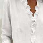 Blouse | Ruffle V-Neck Long Sleeve Top | Elegant Comfortable Spring Style 6