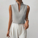 Blouse | Striped Sleeveless V-Neck Summer Top | Modern | Polished 0