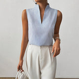 Blouse | Striped Sleeveless V-Neck Summer Top | Modern | Polished 1