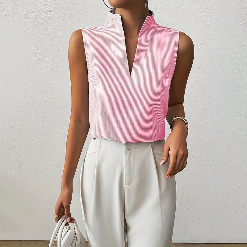 Blouse | Striped Sleeveless V-Neck Summer Top | Modern | Polished 3