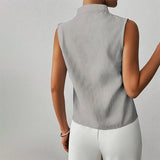 Blouse | Striped Sleeveless V-Neck Summer Top | Modern | Polished 4