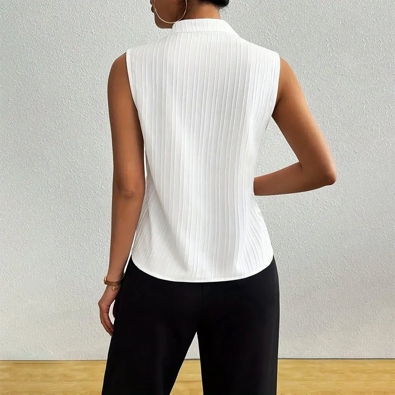 Blouse | Striped Sleeveless V-Neck Summer Top | Modern | Polished 6