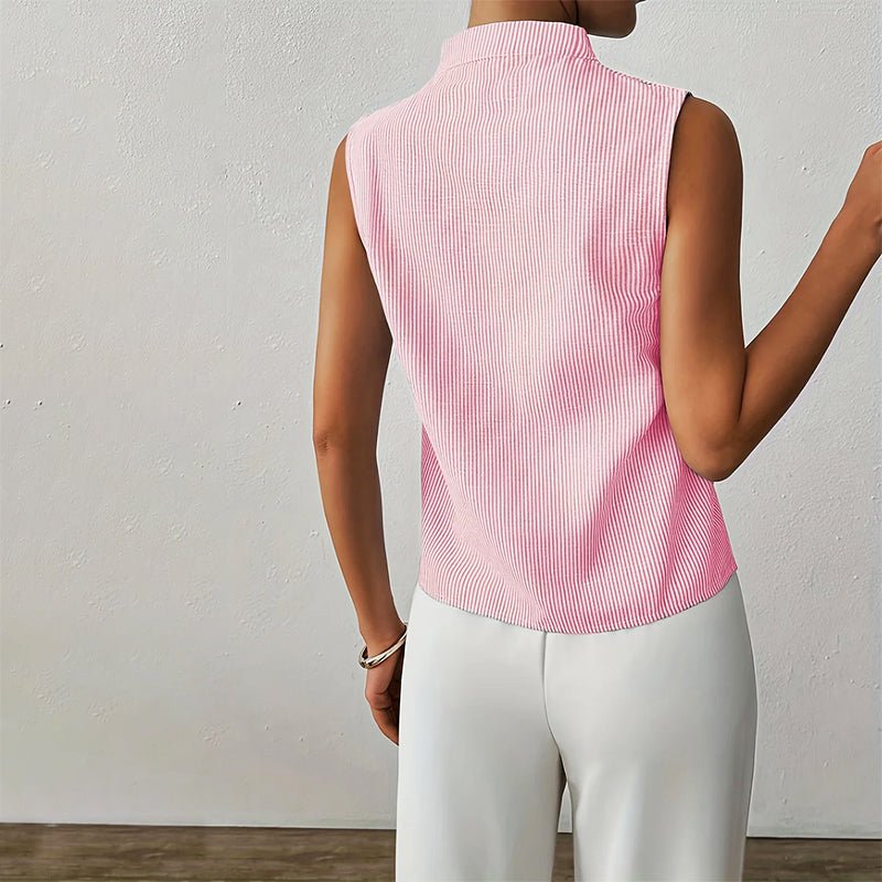 Blouse | Striped Sleeveless V-Neck Summer Top | Modern | Polished 7