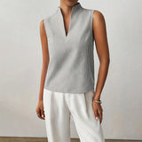 Blouse | Striped Sleeveless V-Neck Summer Top | Modern | Polished 8
