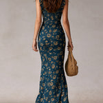 Boho Floral Maxi Dress with Gathered Sleeves & Side Slit for Effortless Summer Style 4