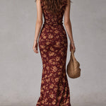 Boho Floral Maxi Dress with Gathered Sleeves & Side Slit for Effortless Summer Style 6