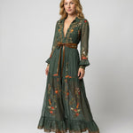 Boho Maxi Dress | Long Sleeve Elegant Flowing Dress 0