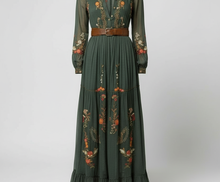 Boho Maxi Dress | Long Sleeve Elegant Flowing Dress 1