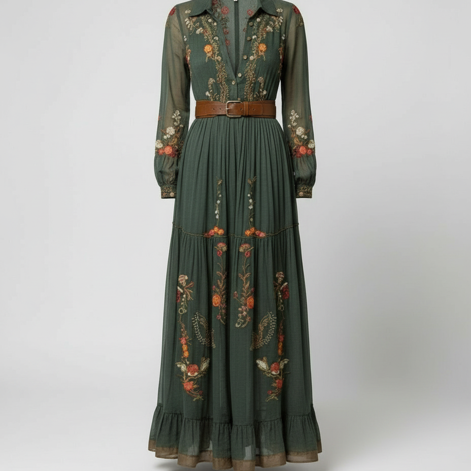 Boho Maxi Dress | Long Sleeve Elegant Flowing Dress 1