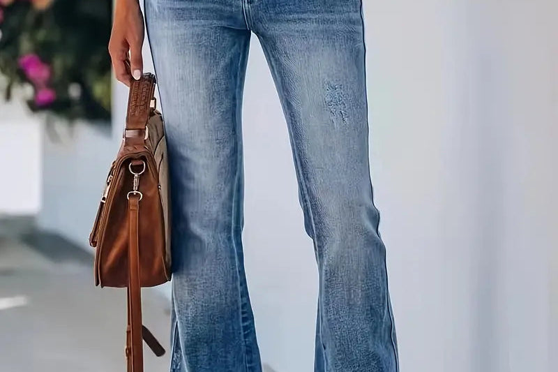 Bootcut Jeans | Washed Stretch Denim Trousers | Comfortable Versatile Fit 1