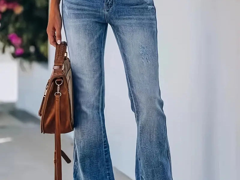 Bootcut Jeans | Washed Stretch Denim Trousers | Comfortable Versatile Fit 1