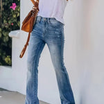 Bootcut Jeans | Washed Stretch Denim Trousers | Comfortable Versatile Fit 2