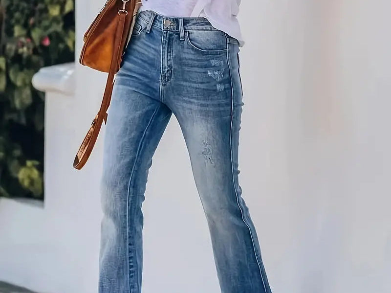Bootcut Jeans | Washed Stretch Denim Trousers | Comfortable Versatile Fit 2