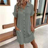 Bruna | Women's Summer Dress with Elegant Collar & Pockets | Breathable Fabric for Comfortable Warm Days 1