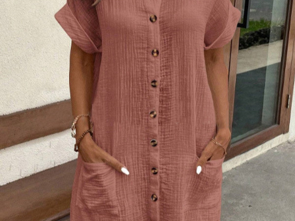 Bruna | Women's Summer Dress with Elegant Collar & Pockets | Breathable Fabric for Comfortable Warm Days 5
