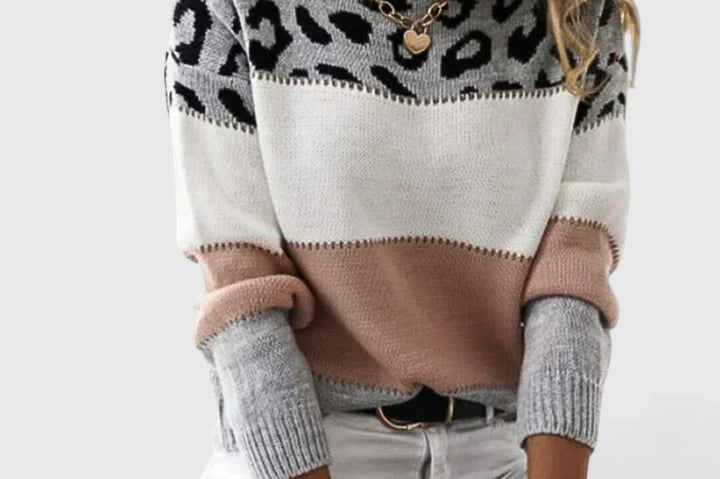 Women's Leopard-Print Knit Sweater | Bold Relaxed Pullover