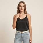 Cami Top | Elegant V-Neck Spaghetti Strap Satin Blouse 4