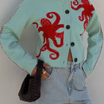 Cardigan | Playful Octopus Pattern Long Cardigan Sweater | Stylish Comfortable Layer 2