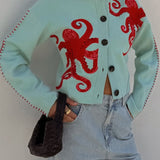 Cardigan | Playful Octopus Pattern Long Cardigan Sweater | Stylish Comfortable Layer 2