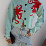 Cardigan | Playful Octopus Pattern Long Cardigan Sweater | Stylish Comfortable Layer 3