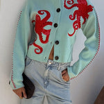 Cardigan | Playful Octopus Pattern Long Cardigan Sweater | Stylish Comfortable Layer 3