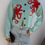 Cardigan | Playful Octopus Pattern Long Cardigan Sweater | Stylish Comfortable Layer 3