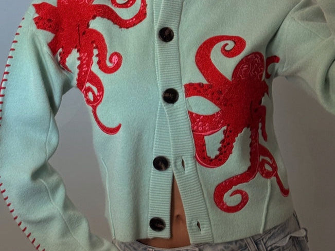 Cardigan | Playful Octopus Pattern Long Cardigan Sweater | Stylish Comfortable Layer 4