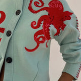 Cardigan | Playful Octopus Pattern Long Cardigan Sweater | Stylish Comfortable Layer 5