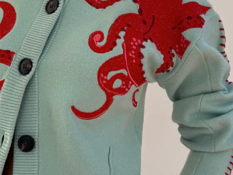 Cardigan | Playful Octopus Pattern Long Cardigan Sweater | Stylish Comfortable Layer 5