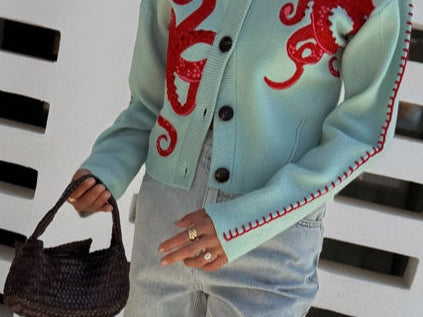Cardigan | Playful Octopus Pattern Long Cardigan Sweater | Stylish Comfortable Layer 6