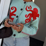 Cardigan | Playful Octopus Pattern Long Cardigan Sweater | Stylish Comfortable Layer 7
