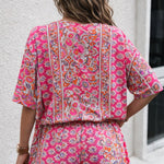Casual Set | Floral Pattern Blouse and Shorts Ensemble 3