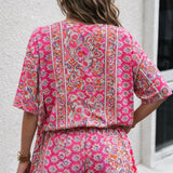 Casual Set | Floral Pattern Blouse and Shorts Ensemble 3
