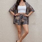 Casual Set | Floral Pattern Blouse and Shorts Ensemble 5