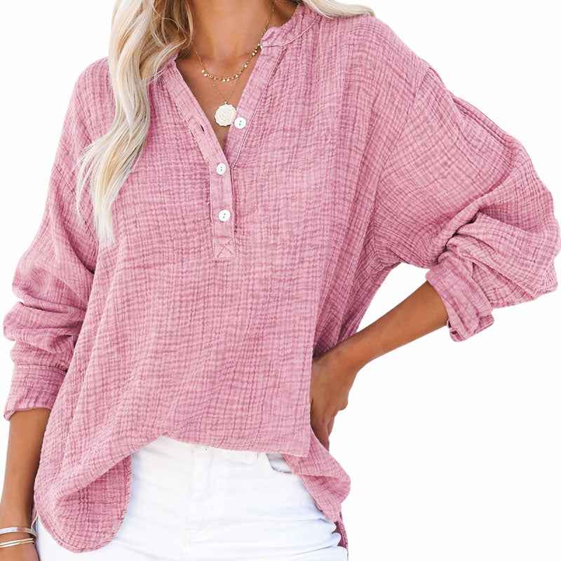 Casual Top | Classic Long Sleeve Henley Shirt | Comfortable Relaxed Fit 2