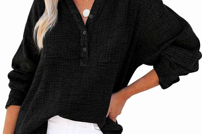 Casual Top | Classic Long Sleeve Henley Shirt | Comfortable Relaxed Fit 4