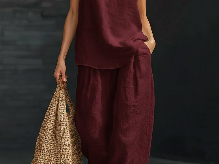 Casual Two Piece Set | Elegant Halter Neck Matching Set with Relaxed Fit 1