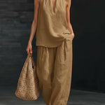 Casual Two Piece Set | Elegant Halter Neck Matching Set with Relaxed Fit 2