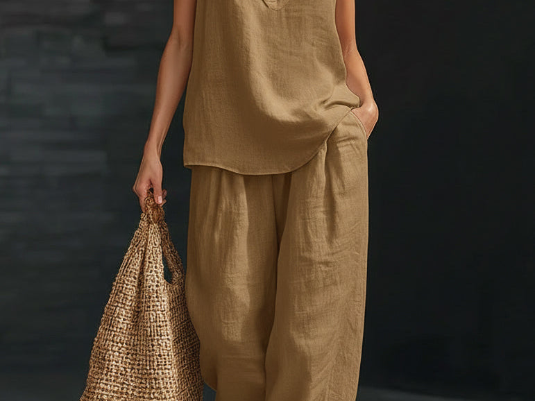 Casual Two Piece Set | Elegant Halter Neck Matching Set with Relaxed Fit 2