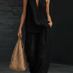 Casual Two Piece Set | Elegant Halter Neck Matching Set with Relaxed Fit 3