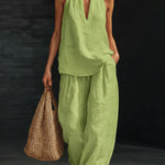 Casual Two Piece Set | Elegant Halter Neck Matching Set with Relaxed Fit 5